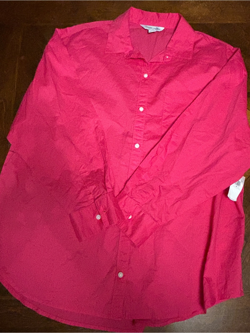 Old Navy Bright Pink Long-Sleeve Button-Up Shirt, medium